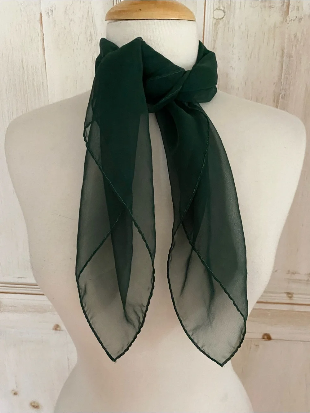 Vintage Sheer Chiffon Square Scarf Green